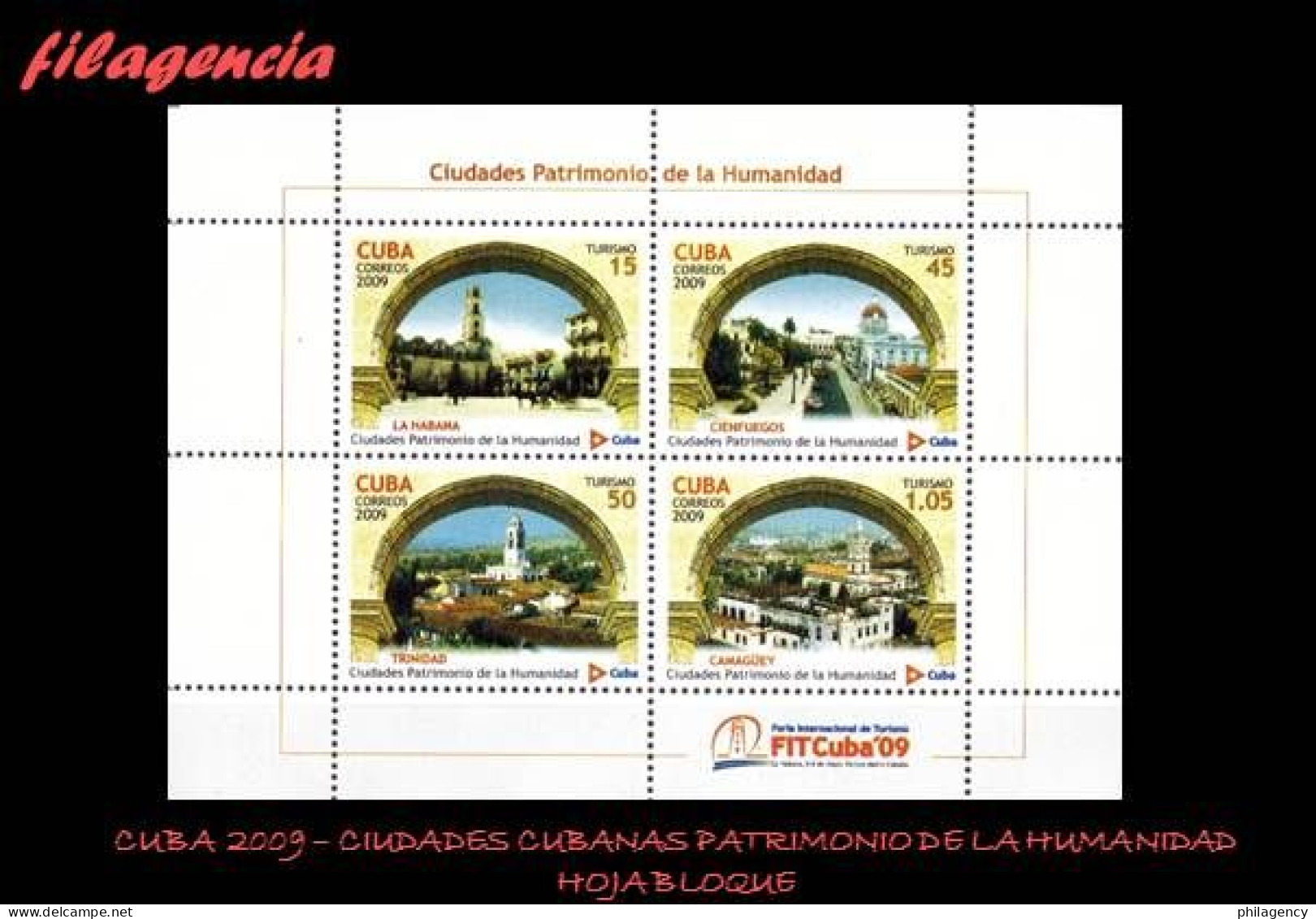 CUBA MINT. 2009-16 TURISMO. CIUDADES CUBANAS PATRIMONIO DE LA HUMANIDAD. HOJA BLOQUE - Nuevos