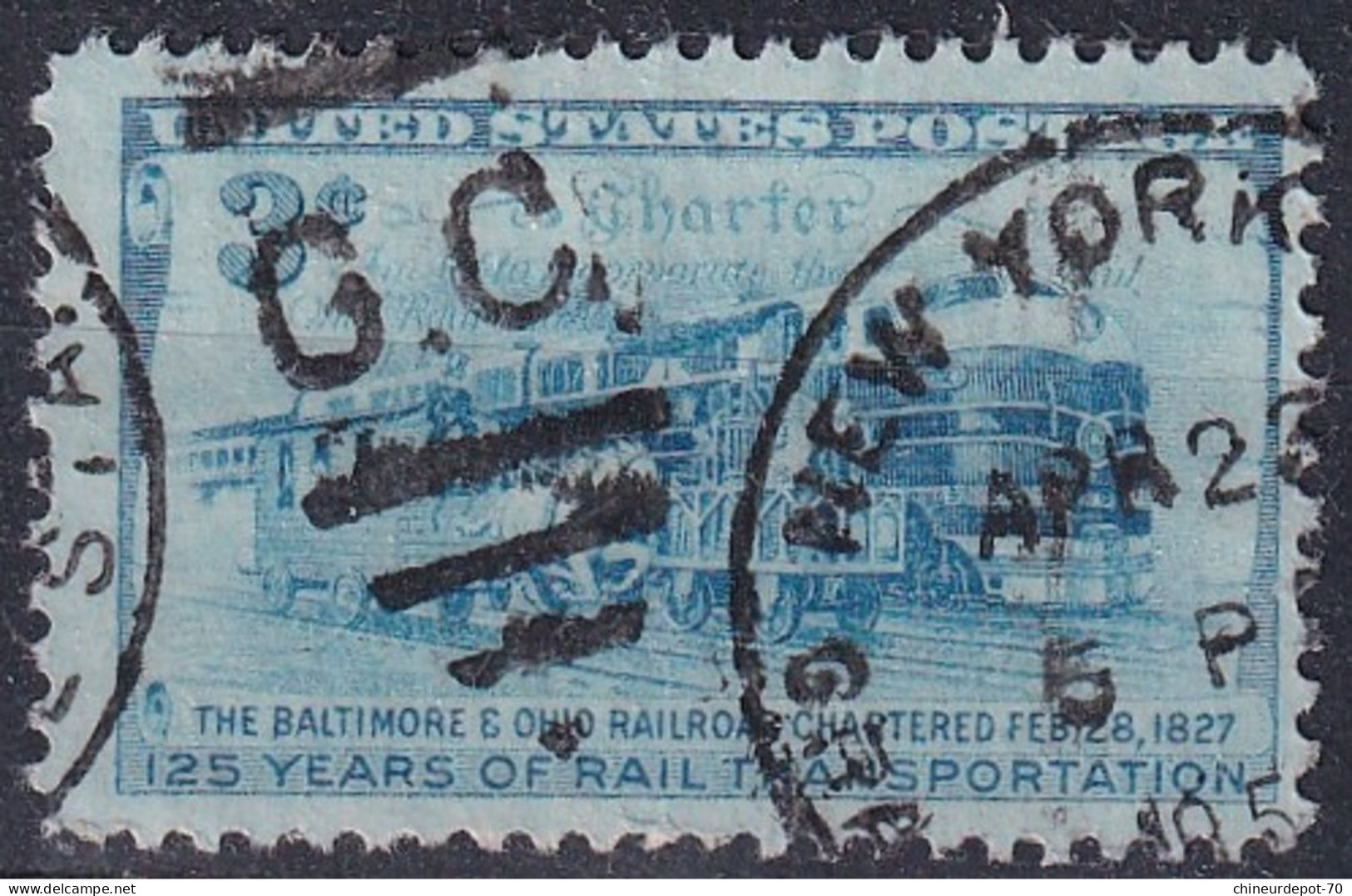 THE BALTIMORE & OHIO RAILROAD 125 YEARS OF RAIL TRANSPORTATION CACHET NEW YORK G C - Gebruikt