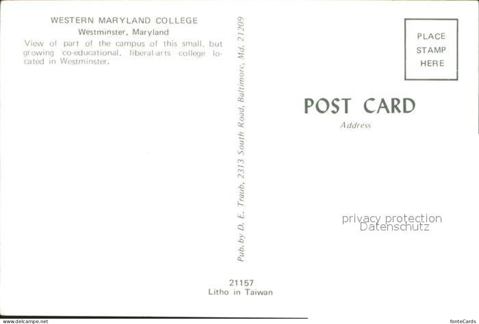 71962966 Westminster_Maryland Western Maryland College - Autres & Non Classés