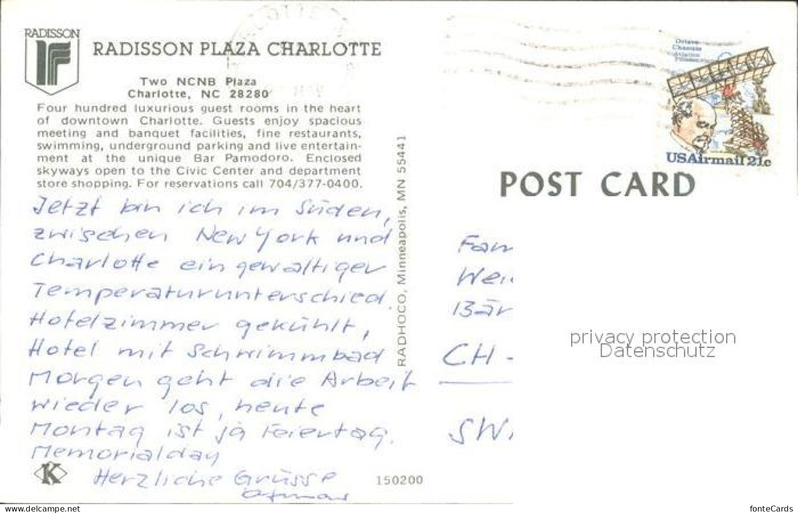 71953349 Charlotte_North_Carolina Radisson Plaza Charlotte - Autres & Non Classés