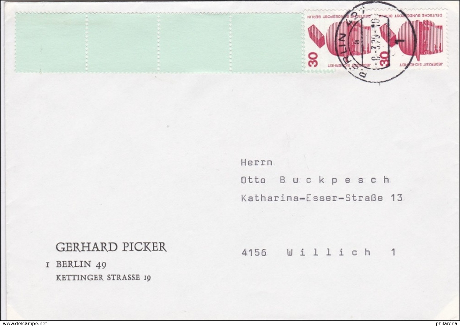 Brief 1979 Nach Willich Mit Rollenendstreifen - Briefe U. Dokumente