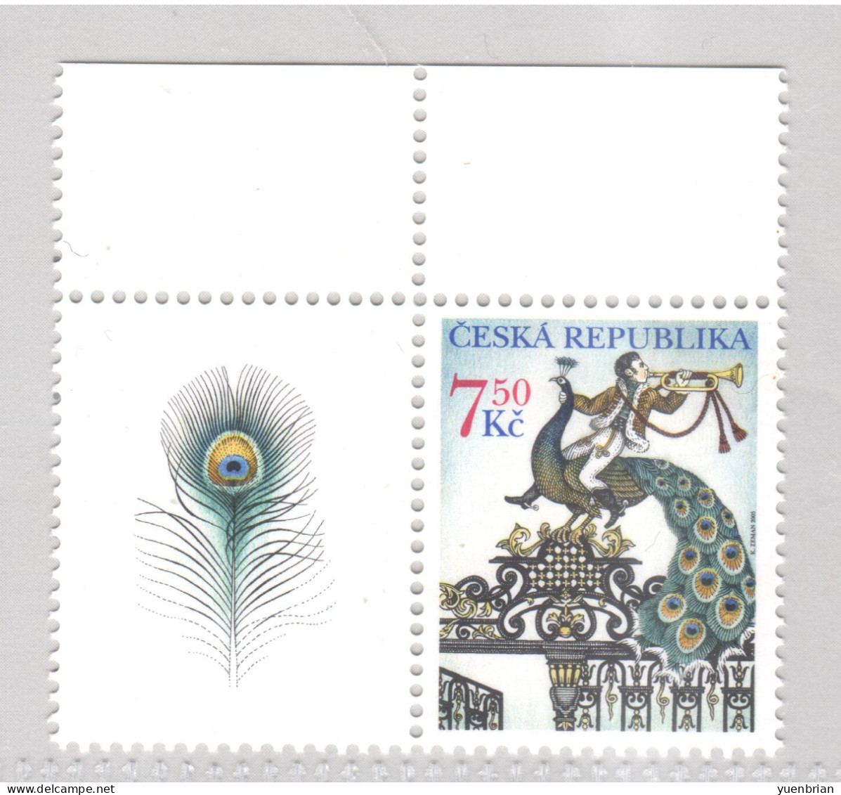 Czech 2005, Bird, Birds, Peacock, 1v, MNH** - Paons