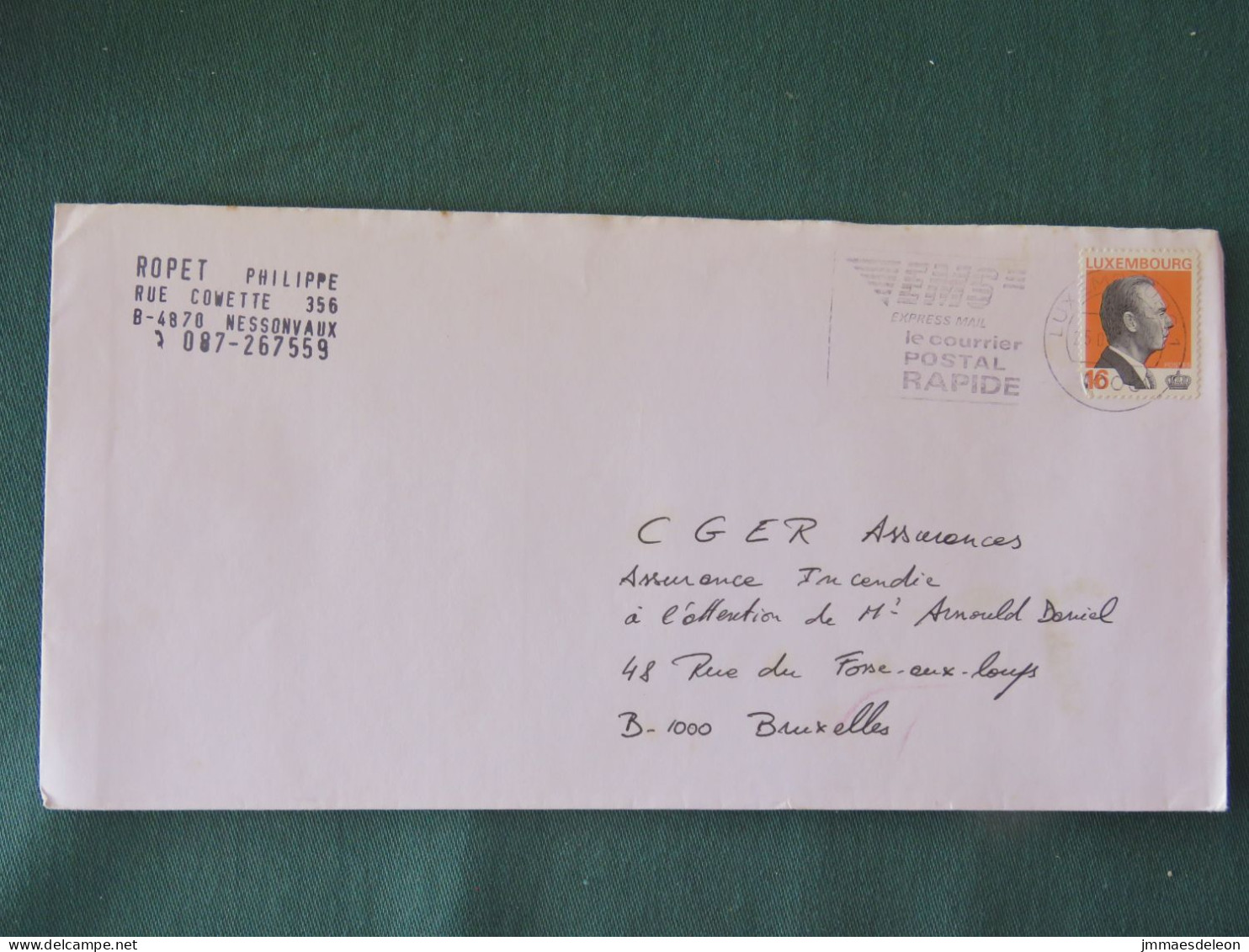 Luxembourg 1998 Cover To Belgium - Grand Duke - EMS Slogan - Lettres & Documents