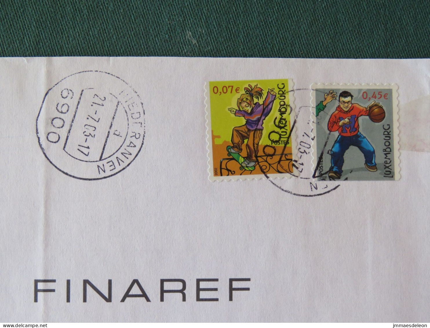 Luxembourg 2003 Cover To France - Sports Skating Basket Ball  - Brieven En Documenten