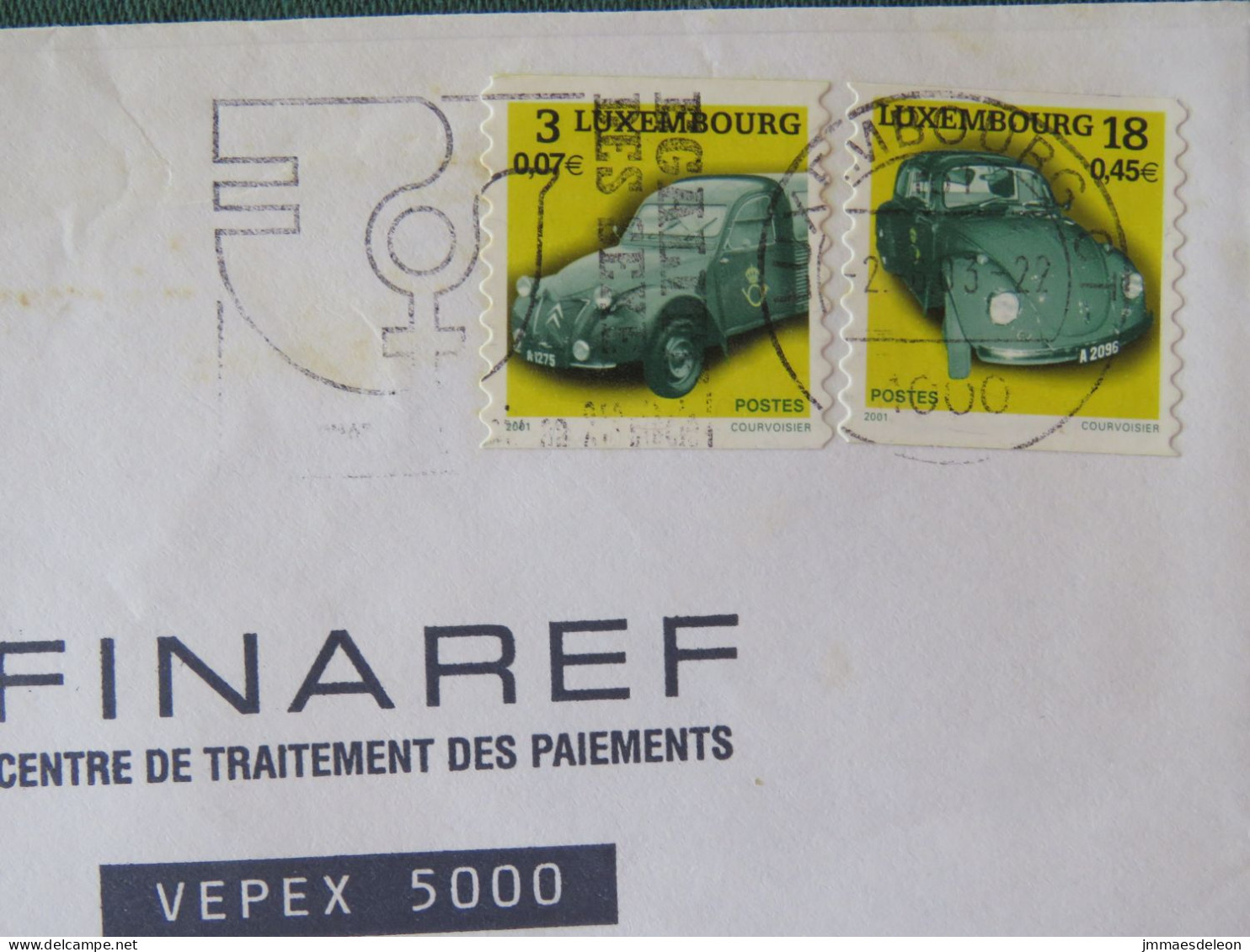 Luxembourg 2003 Cover To France - Cars - Women Rights Slogan - Lettres & Documents