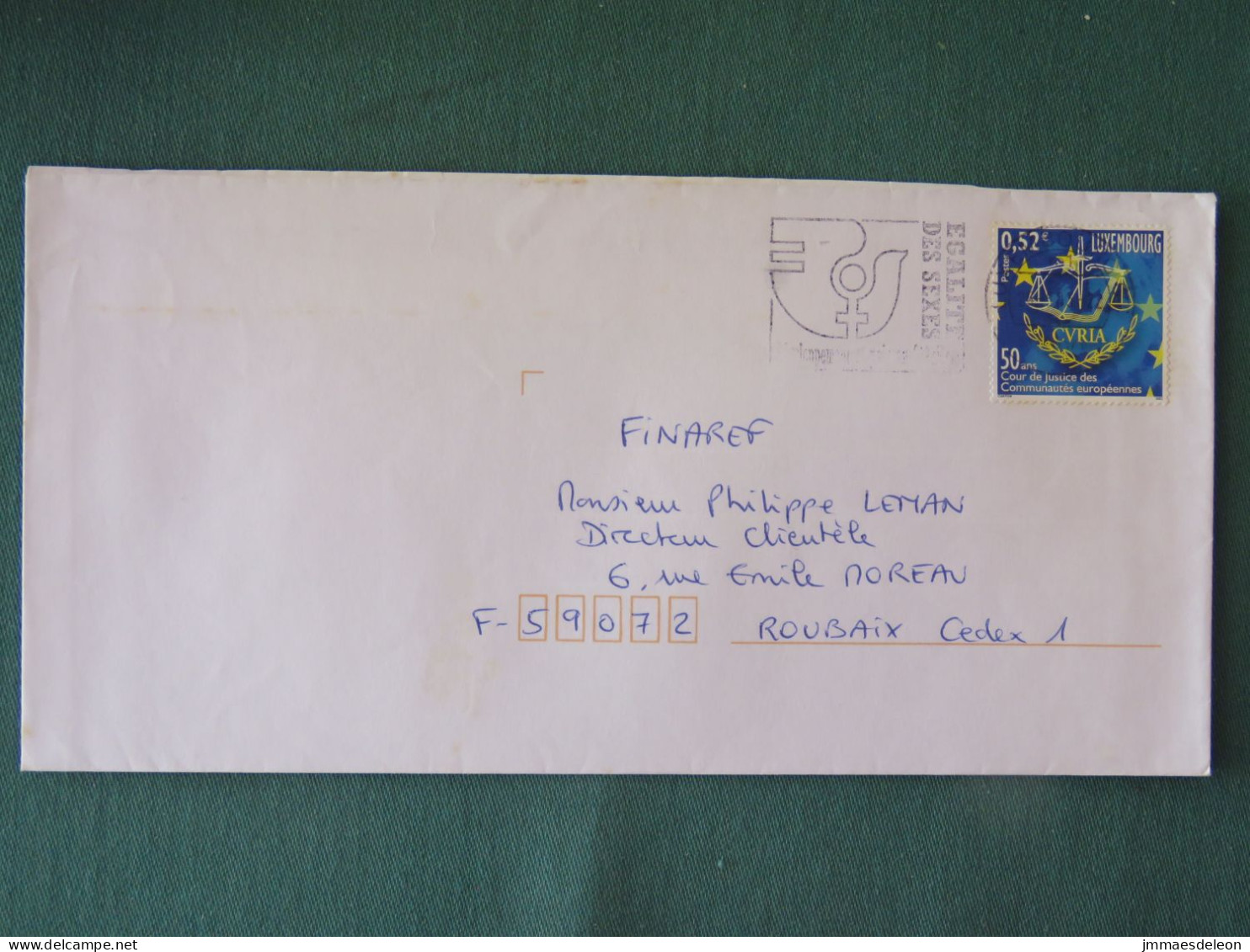 Luxembourg 2002 Cover To France - CVRIA Justice Court - Women Rights Slogan - Lettres & Documents