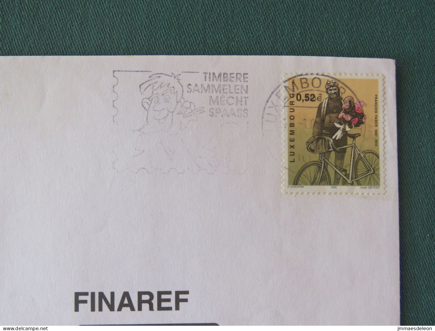 Luxembourg 2002 Cover To France - Bicycle - Philately Slogan - Cartas & Documentos