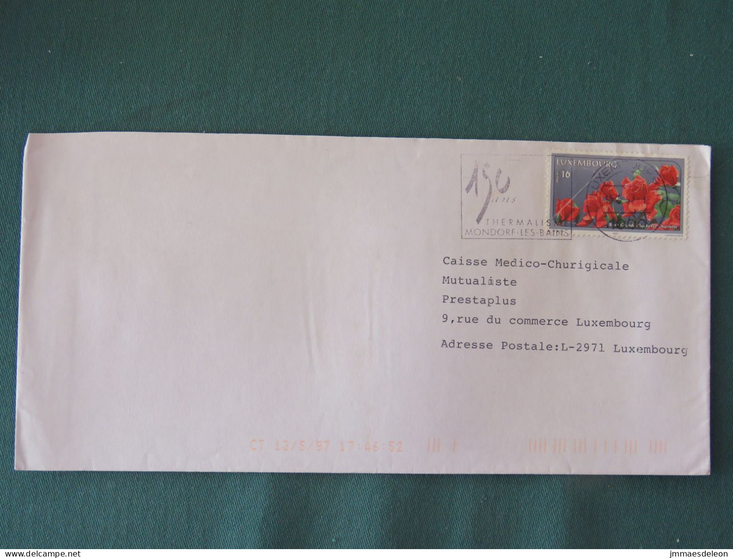 Luxembourg 1997 Cover Local - Flowers - Thermal Water Slogan - Briefe U. Dokumente
