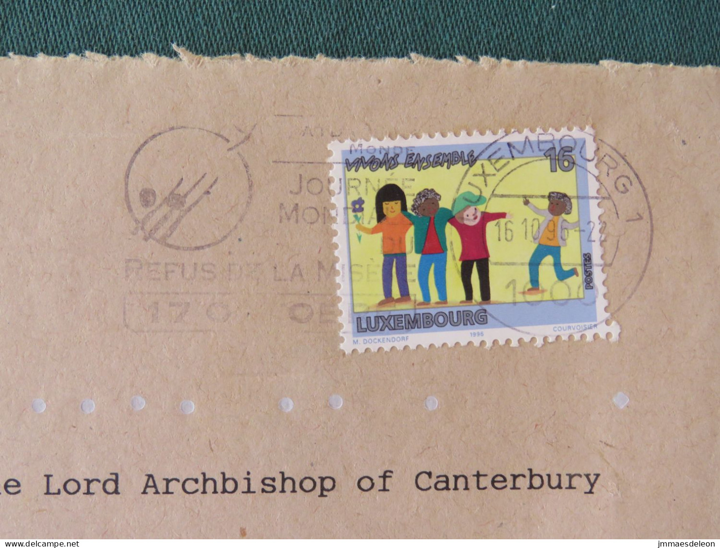 Luxembourg 1996 Cover To England - Live Together - Lettres & Documents