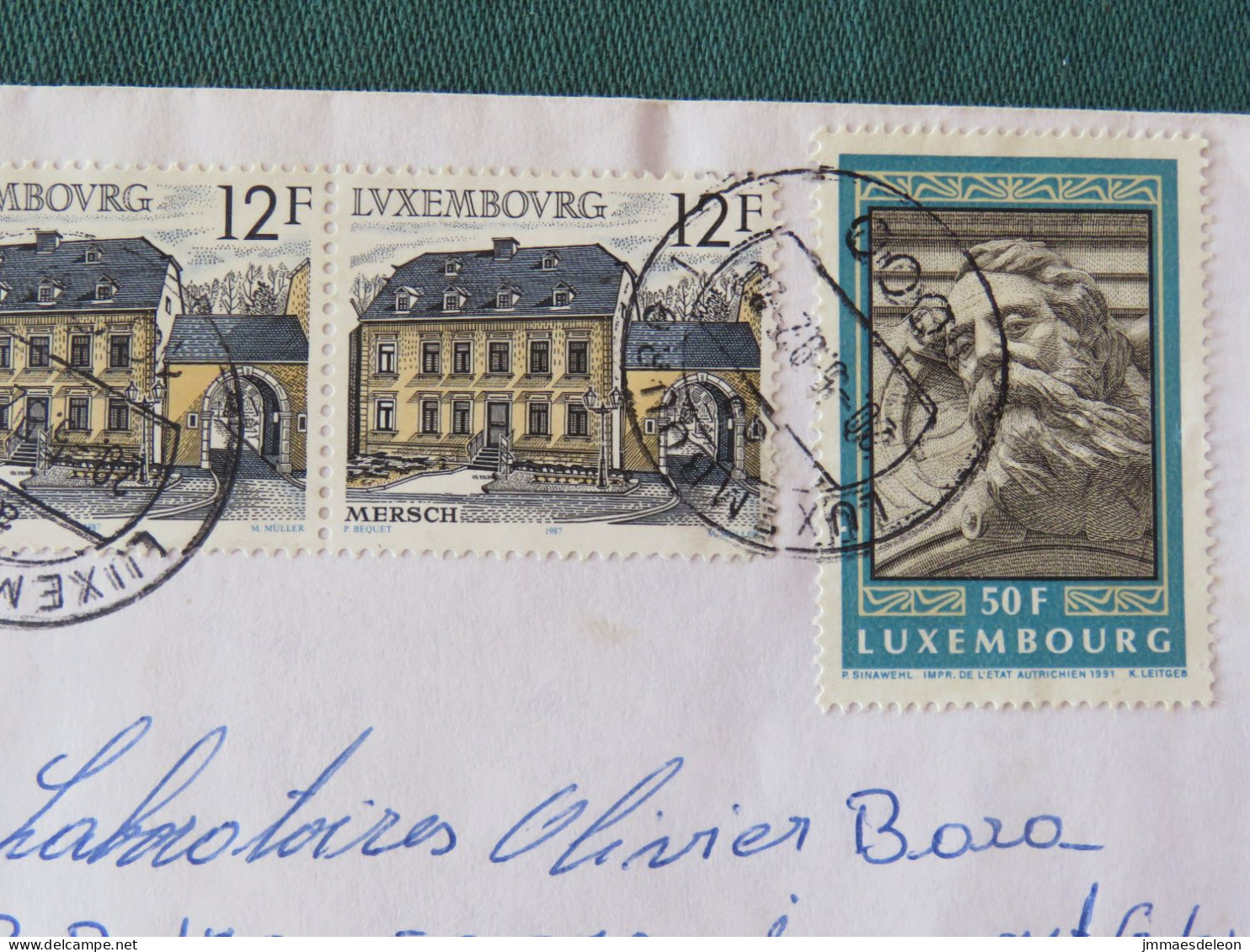 Luxembourg 1992 Registered Cover To France - Gargoyles - Mersch Health Center - Briefe U. Dokumente