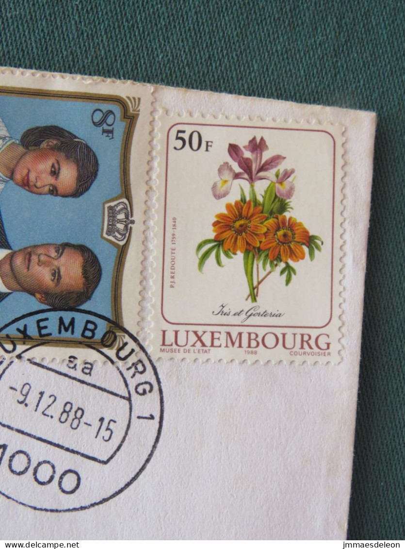 Luxembourg 1988 Registered Cover To England - Grand Duke NATO OTAN Flowers - Cartas & Documentos