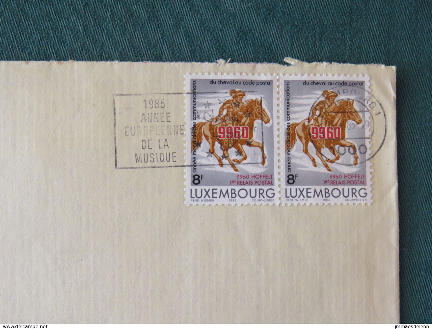 Luxembourg 1985 Cover Luxembourg - Communication Year Horse Postcode - Music Slogan - Storia Postale