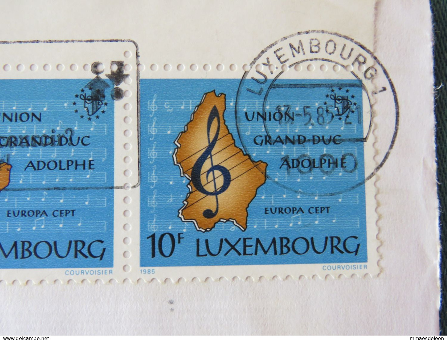 Luxembourg 1985 Cover To England - Map Music - Smoking Slogan - Brieven En Documenten