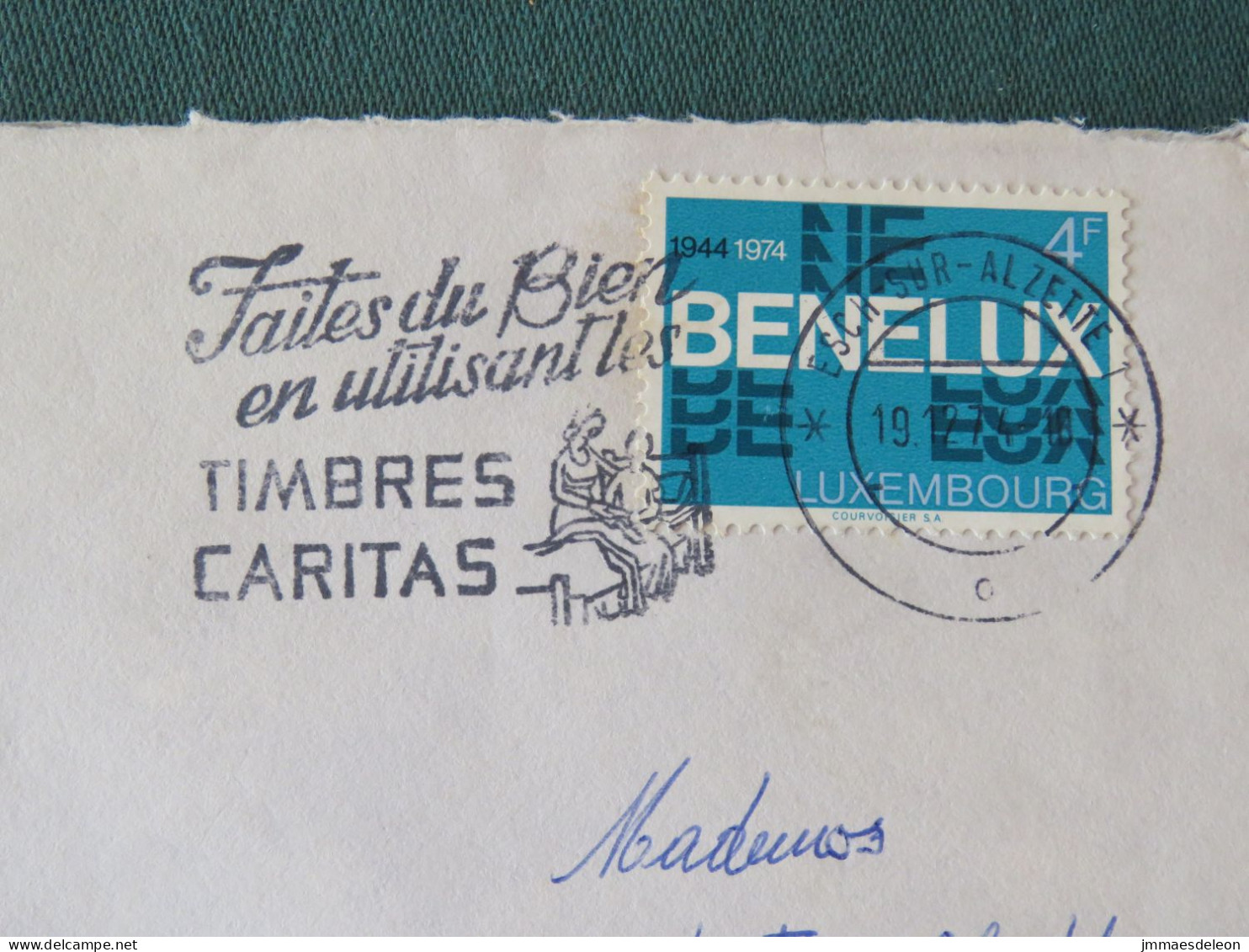 Luxembourg 1974 Cover To Sanem - Benelux - Caritas Stamps Slogan - Briefe U. Dokumente