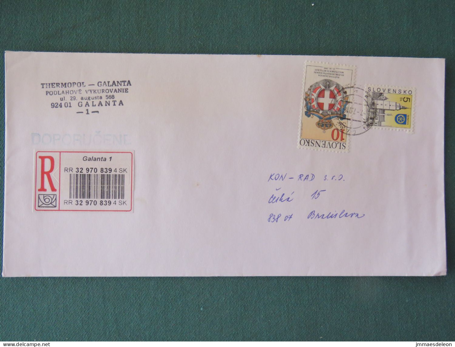 Slovakia 2000 Registered Cover Local - Church - Arms Malta - Covers & Documents