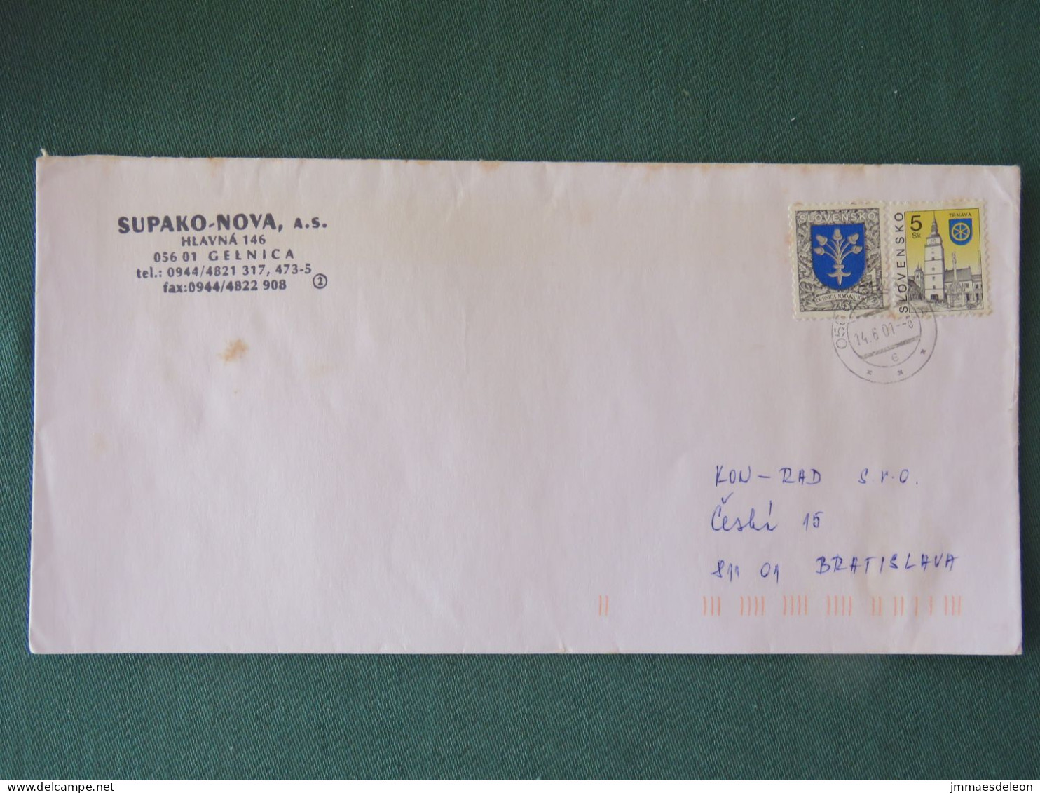 Slovakia 2000 Cover Local - Church - Arms - Briefe U. Dokumente