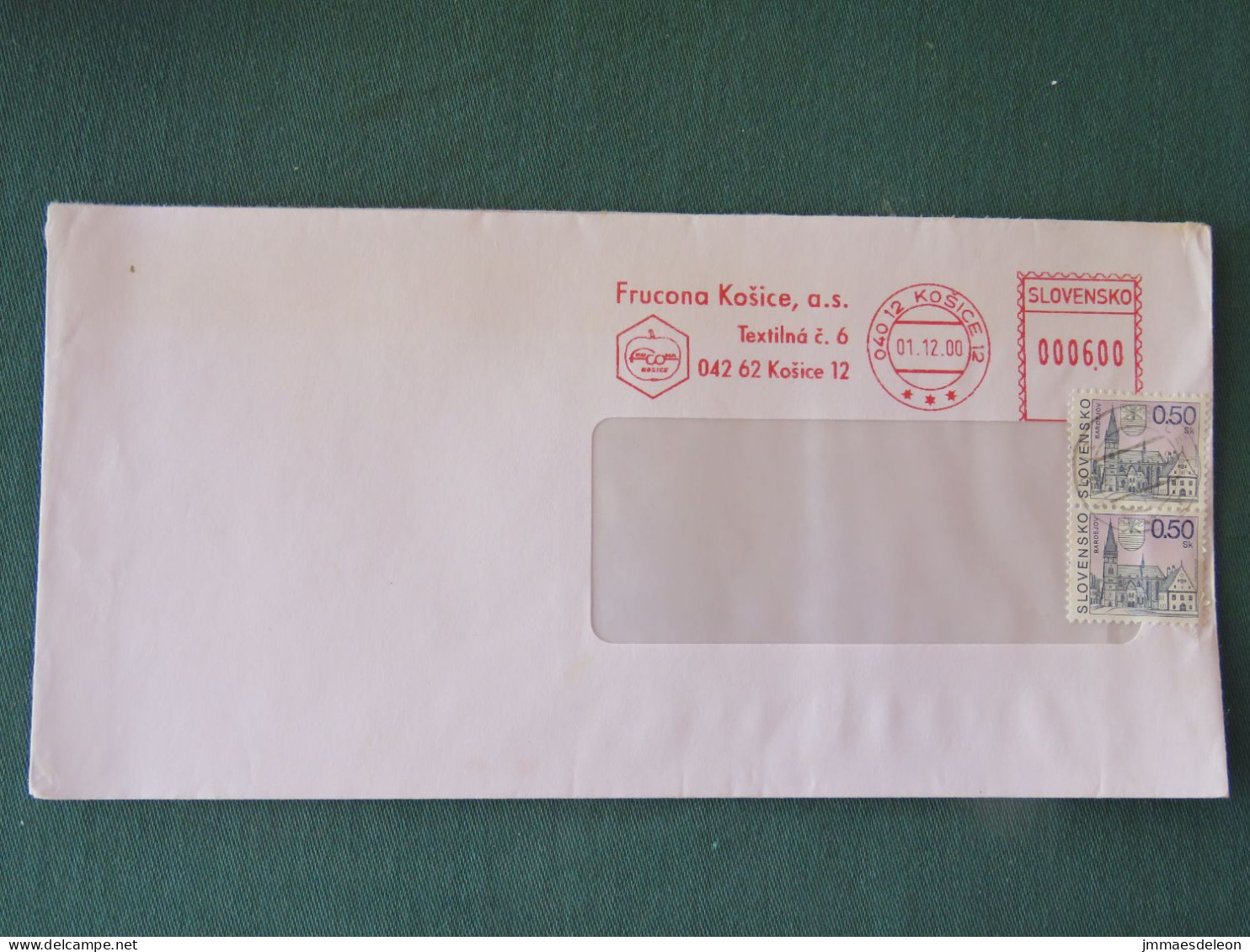 Slovakia 2000 Cover Local - Church - Machine Franking - Lettres & Documents