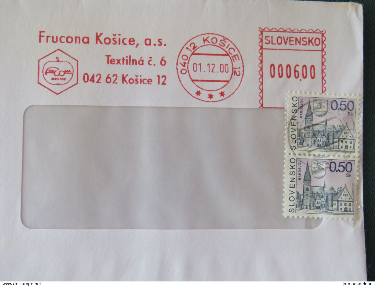 Slovakia 2000 Cover Local - Church - Machine Franking - Covers & Documents