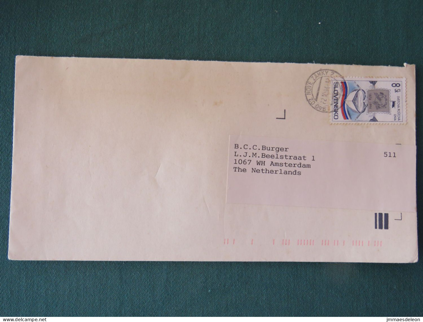 Slovakia 1994 Cover To Holland - Stamp On Boat - UPU - Cartas & Documentos