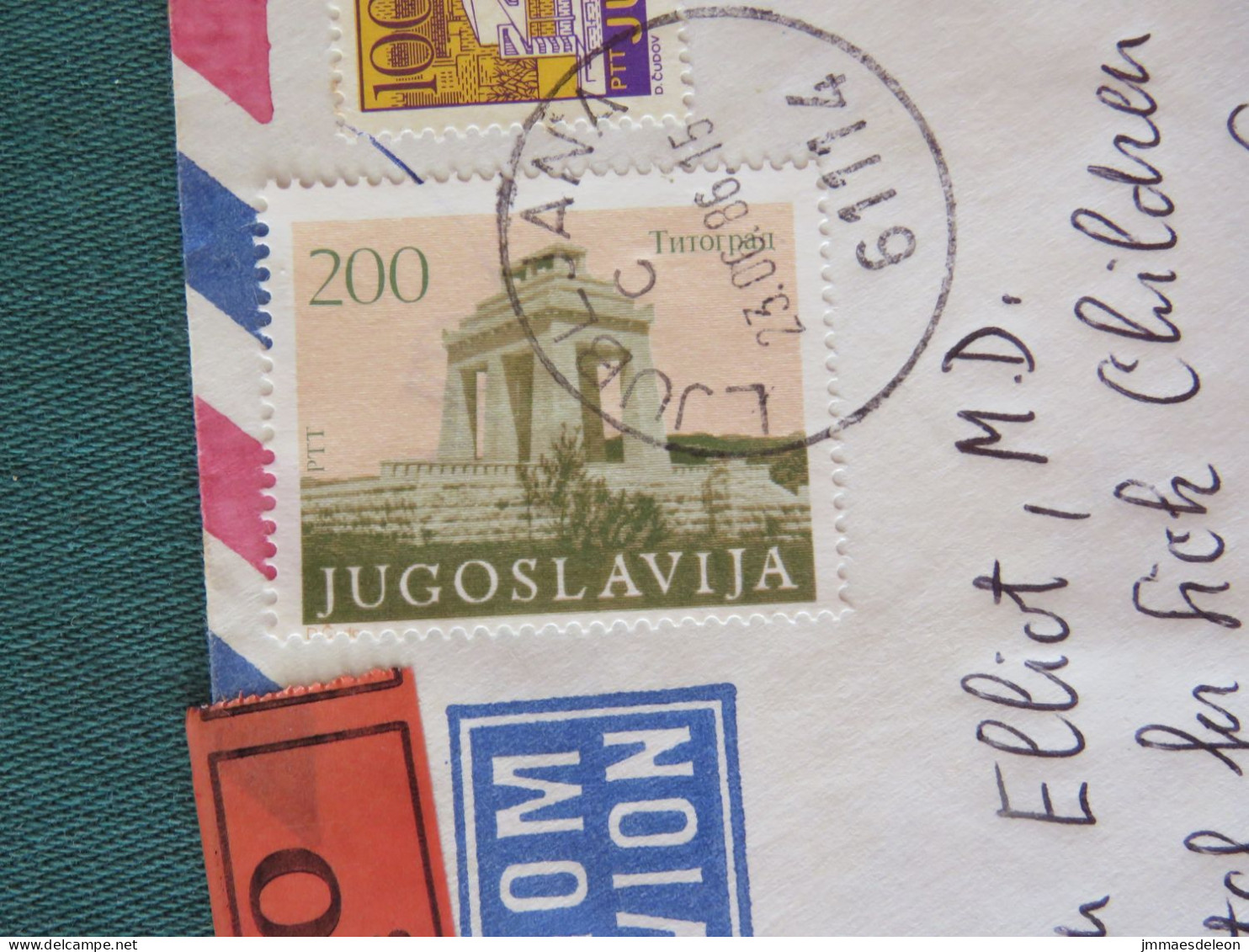 Yugoslavia 1986 Express Cover To England - Monument - Exhibition Center - Brieven En Documenten