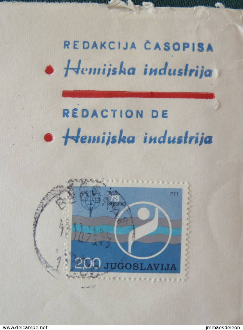 Yugoslavia 1973 Cover To England - Chemistry - Water Polo - Cartas & Documentos