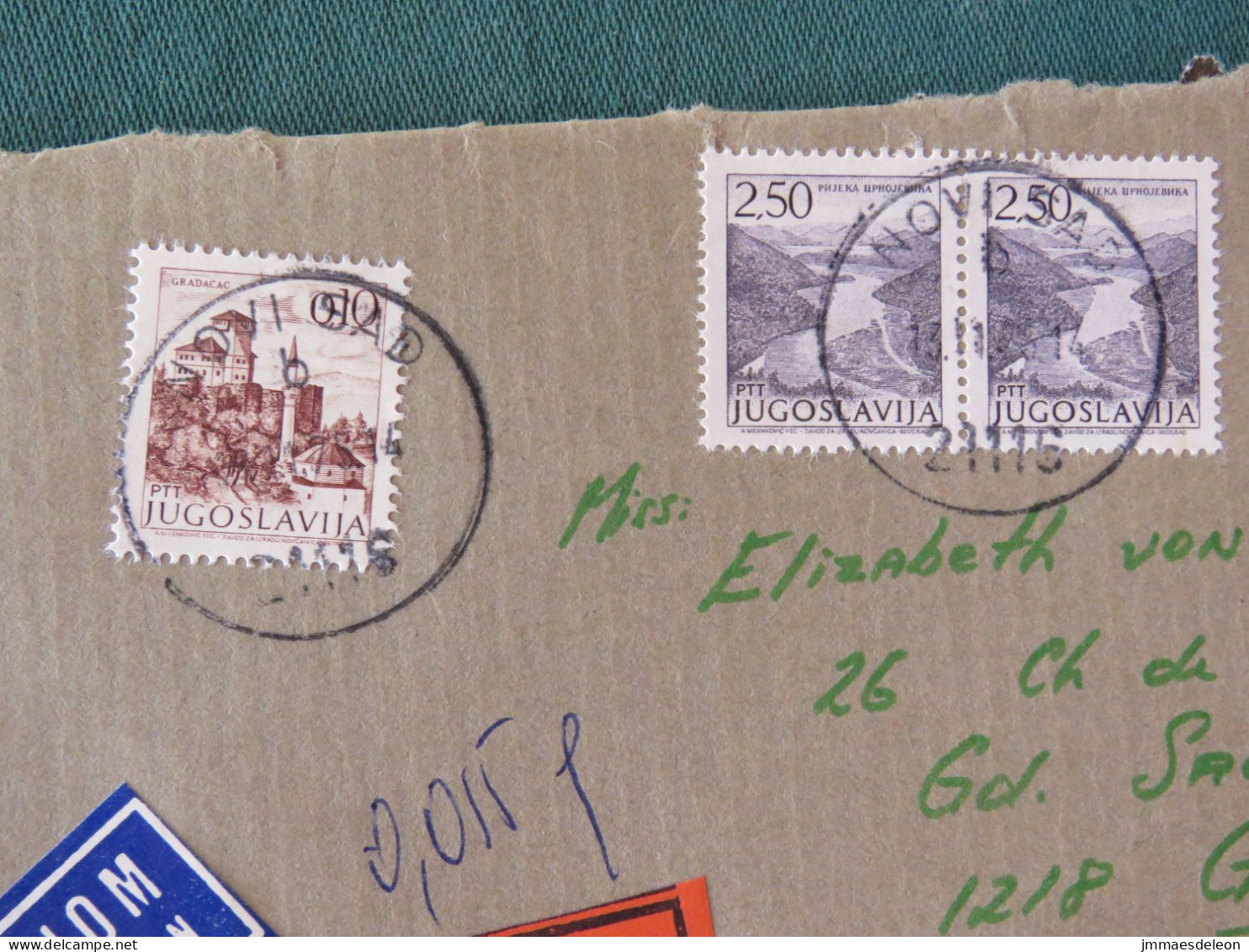 Yugoslavia 1975 Express Cover To Switzerland - River Castle - Briefe U. Dokumente