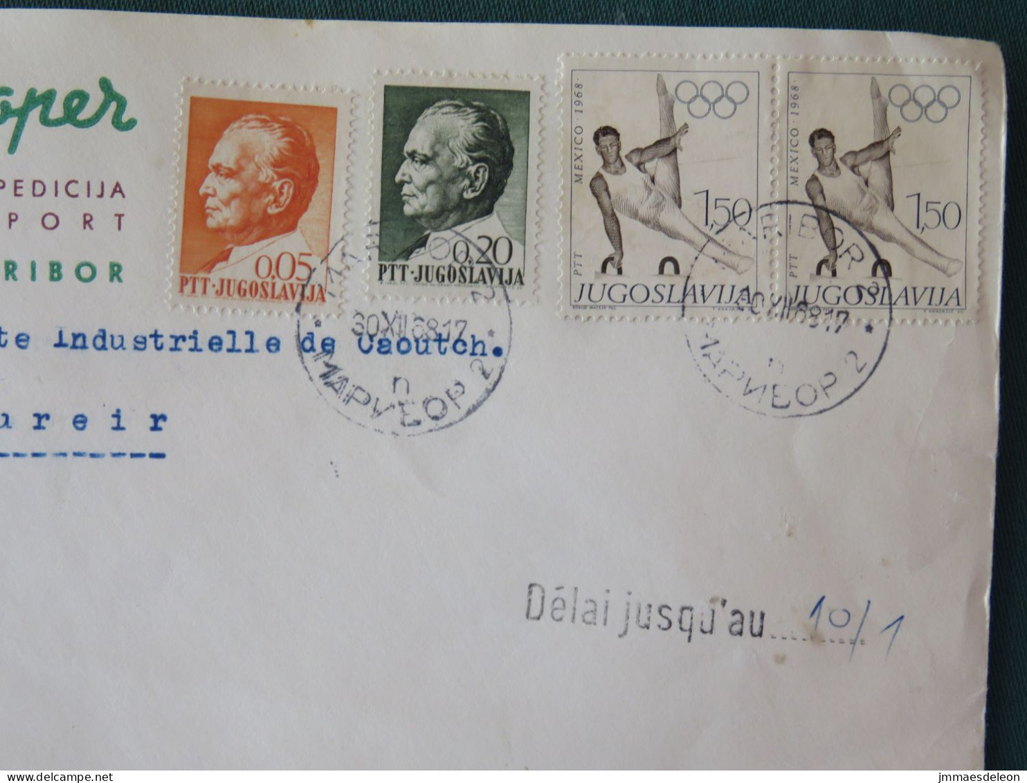 Yugoslavia 1968 Registered Cover To Switzerland - Olympic Games - Gymnastics - Covers & Documents