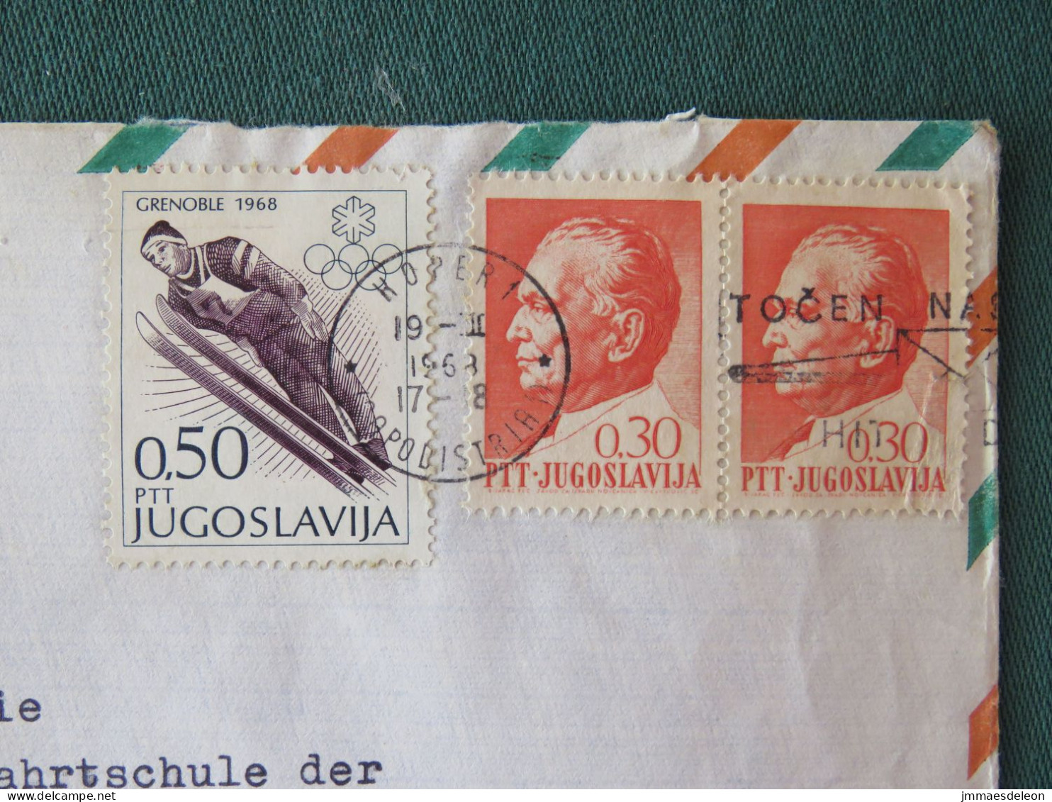 Yugoslavia 1968 Cover To Germany - Olympic Games - Ski - Cartas & Documentos