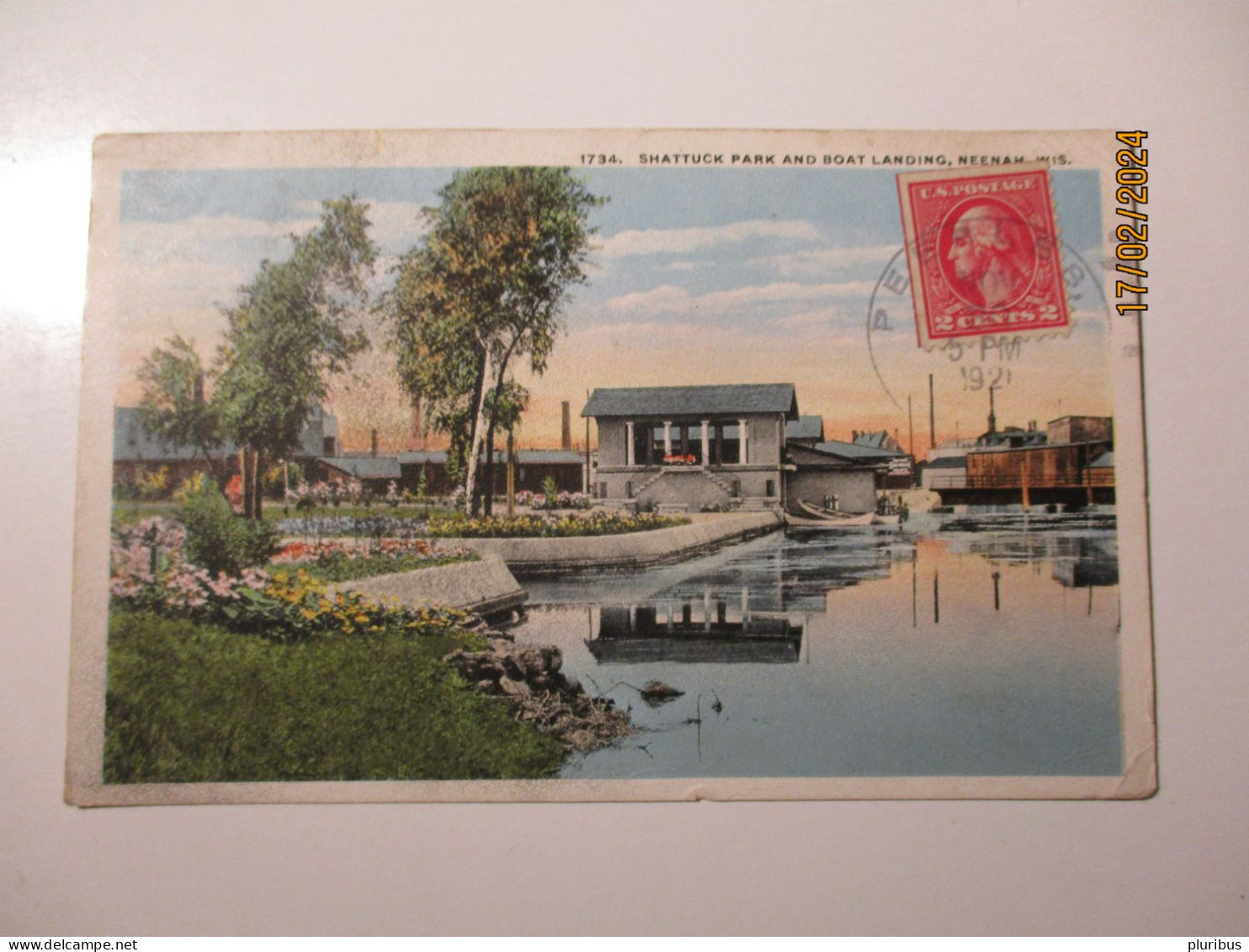 USA WISCONSIN NEENAH SHATTUCK PARK AND BOAT LANDING , 1921 TO ESTONIA , 2 CENT WASHINGTON BOOKLET STAMP - Other & Unclassified