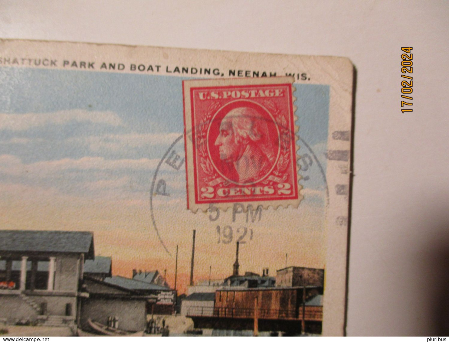 USA WISCONSIN NEENAH SHATTUCK PARK AND BOAT LANDING , 1921 TO ESTONIA , 2 CENT WASHINGTON BOOKLET STAMP - Other & Unclassified