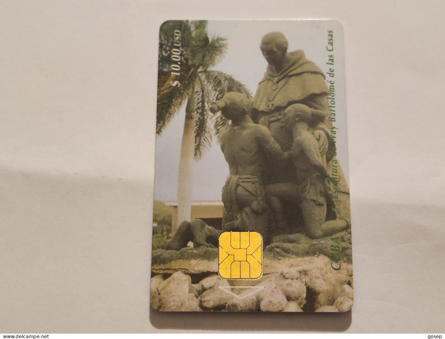 CUBA-(CU-ETE-0013)-Escultura De Fray Bartolomé-(12)-($10)-(0001045518)-used Card+1card Prepiad Free - Kuba