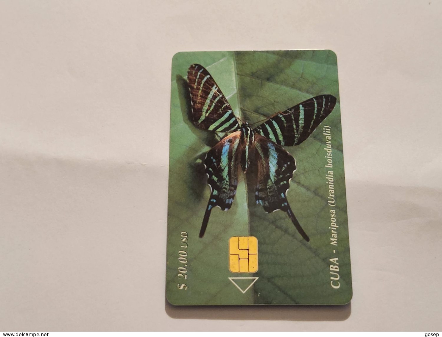 CUBA-(CU-ETE-0026)-Mariposa-Uranidia Boisduvalii-(17)-($20)-(0001746664)-used Card+1card Prepiad Free - Cuba