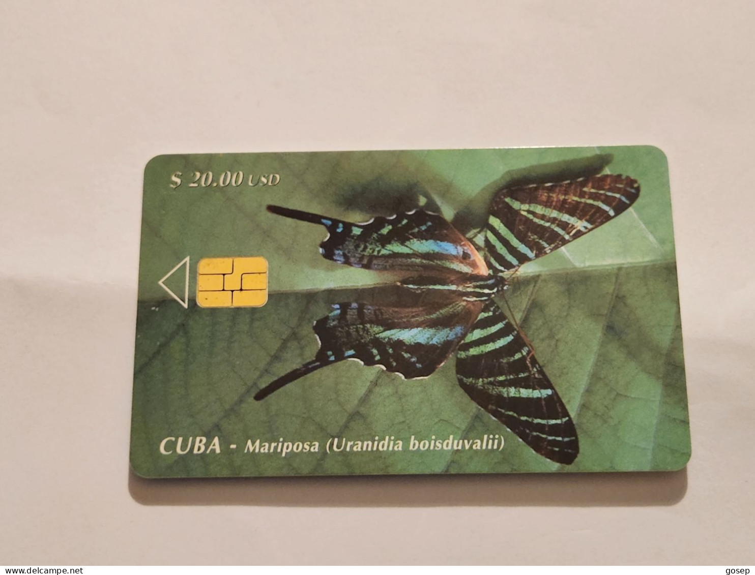 CUBA-(CU-ETE-0026)-Mariposa-Uranidia Boisduvalii-(17)-($20)-(0001746664)-used Card+1card Prepiad Free - Cuba