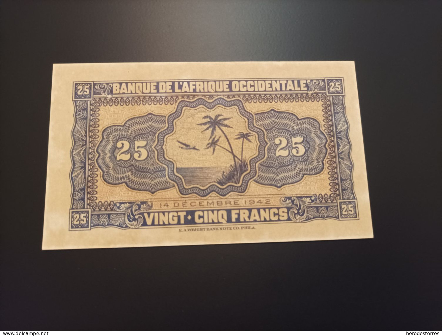 Billete De África Occidental (Costa De Marfil) De 25 FRANCS, Año 1942, UNC - Ivoorkust