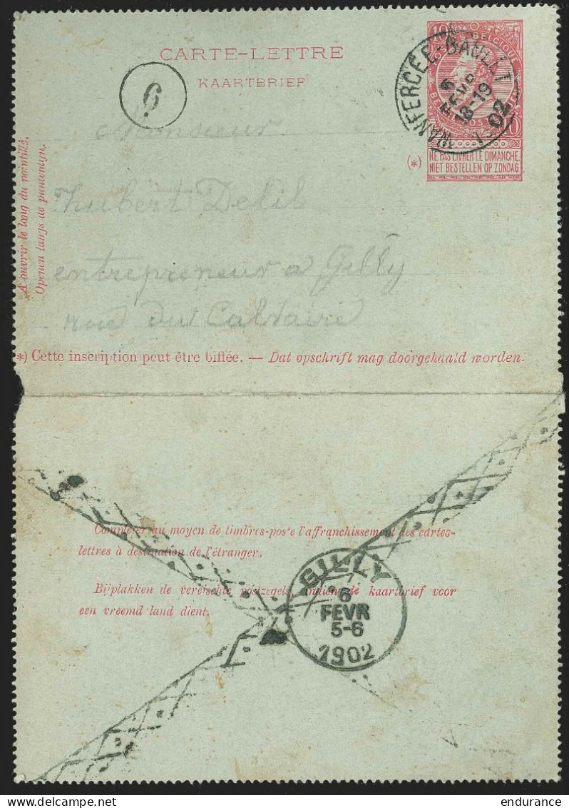 CL 10c Rouge Cad WANFERCEE-BAULET / 1902 + Au Dos Roulette Car Adresse Au Crayon - Letter-Cards