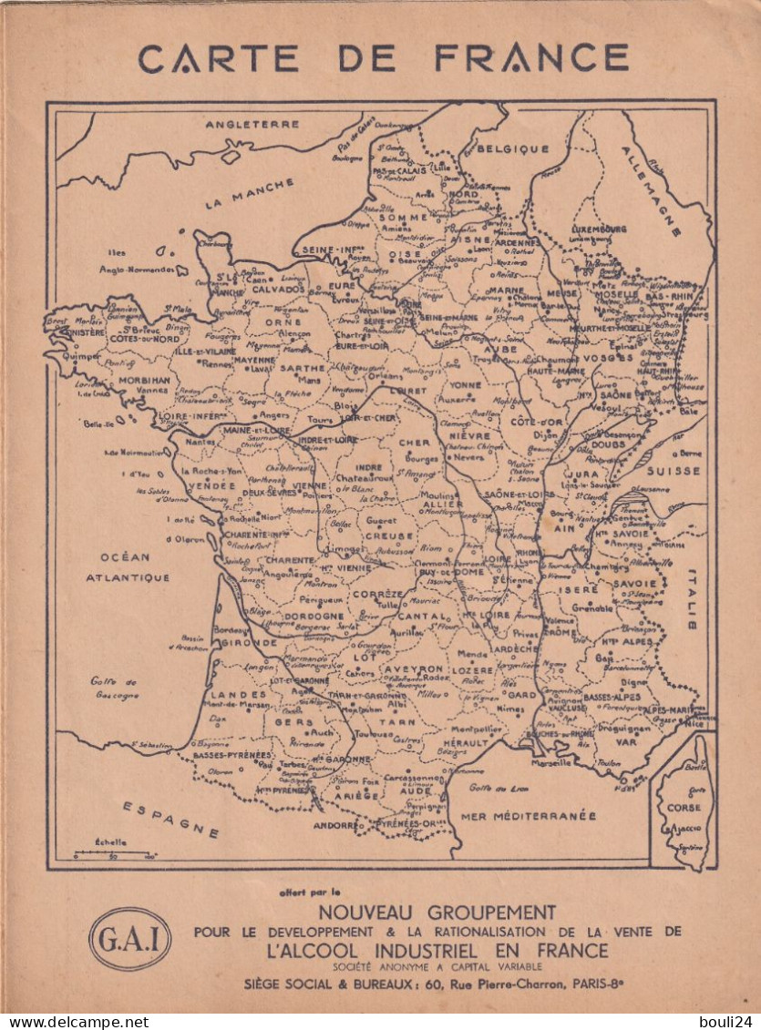 PROTEGE CAHIER ANCIEN L'ALCOOL A BRULER SCOUTS DE FRANCE      VOIR VERSO - Protège-cahiers