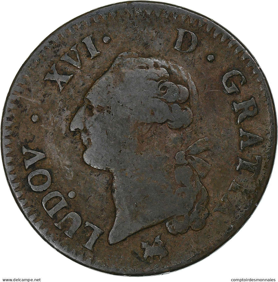 France, Louis XVI, Sol, 1791, Rouen, 2nd Semestre, Cuivre, TB+, Gadoury:350 - 1774-1791 Lodewijjk XVI