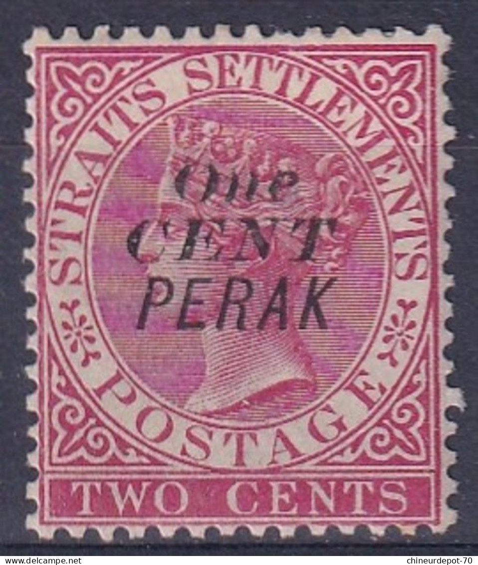 STRAITS SETTLEENTS QUEEN VICTORIA SURCHARGE ONE CENT PERAK NEUFS AVEC CHARNIERE * - Perak