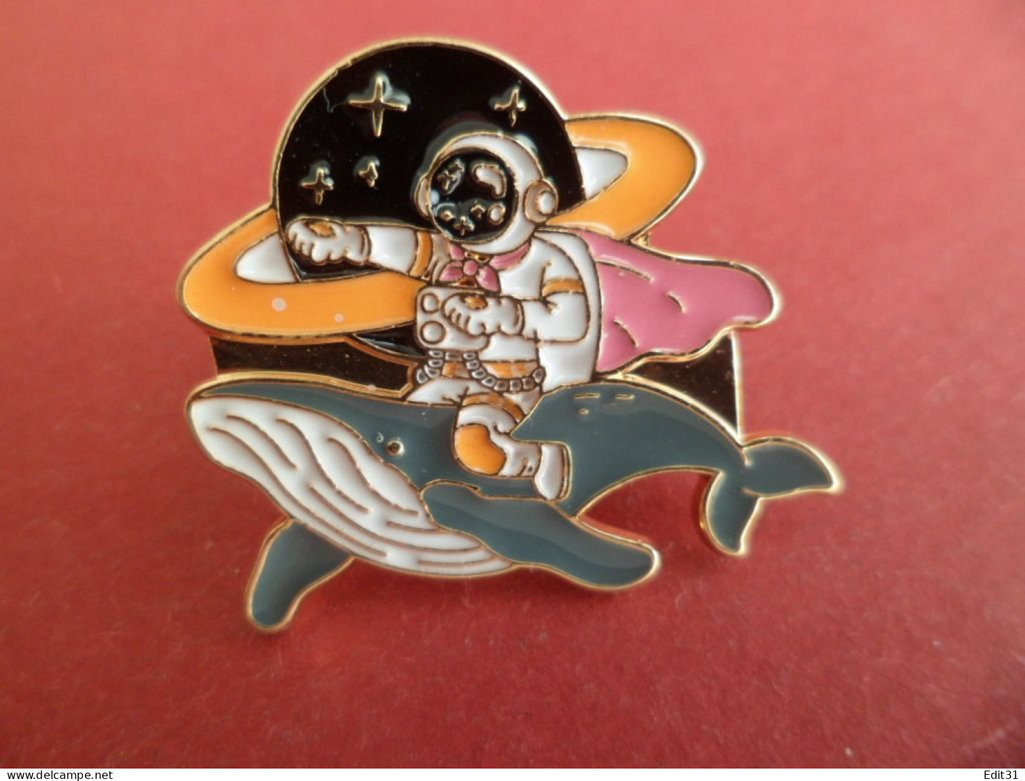 Pins Avion Aviation Espace Astronaute Qui Chevauche Une Baleine - Space