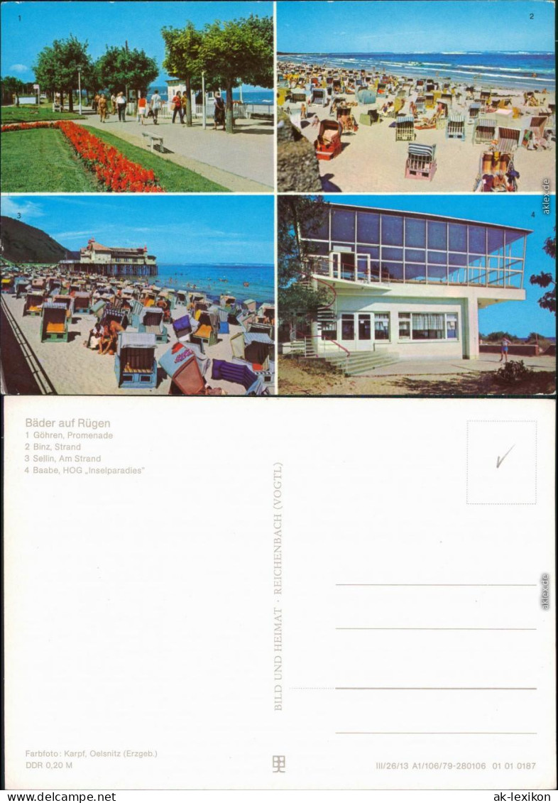Baabe Göhren - Promenade, Binz - Strand, Sellin - Strand, Baabe - HOG  1979 - Sellin