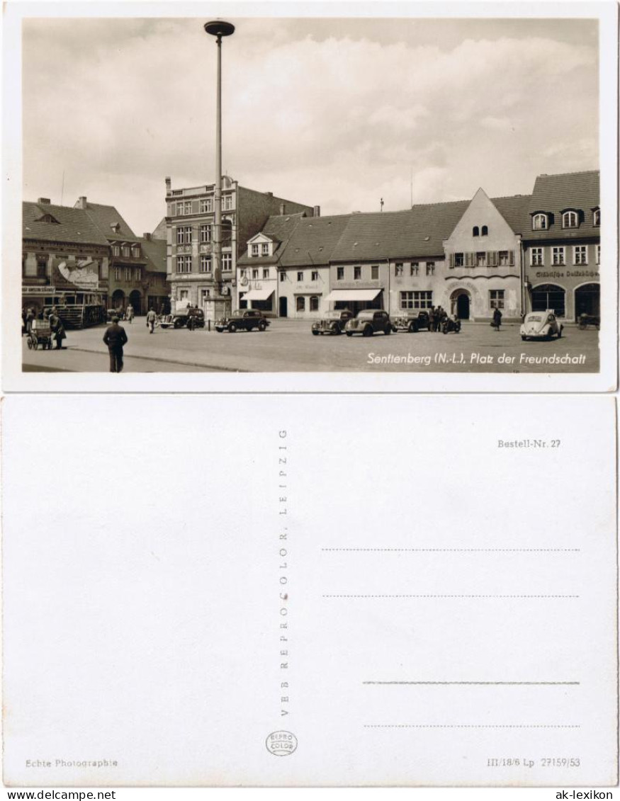 Senftenberg (Niederlausitz) Platz Der Freundschaft Mit Propaganda Plakat 1953 - Senftenberg