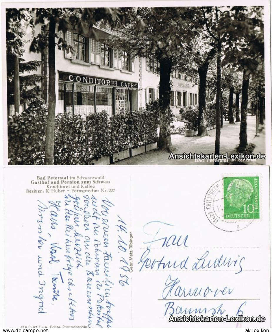 Ansichtskarte Bad Peterstal-Griesbach Conditorei Und Cafe Zum Schwan 1956  - Bad Peterstal-Griesbach