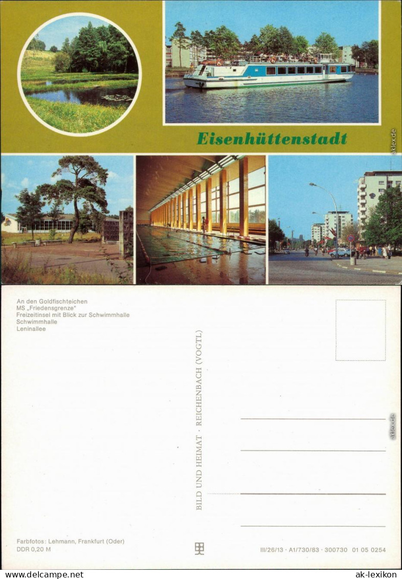 Eisenhüttenstadt  Goldfischteichen, MS "Friedensgrenze",   Leninallee 1983 - Eisenhuettenstadt