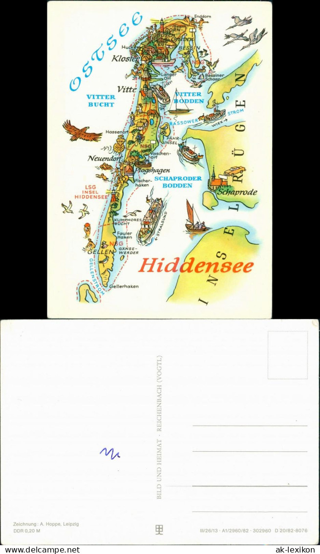 Hiddensee Hiddensjö,  Gezeichnete Landkarten: Vitte Gellen Neuendorf 1979 - Hiddensee