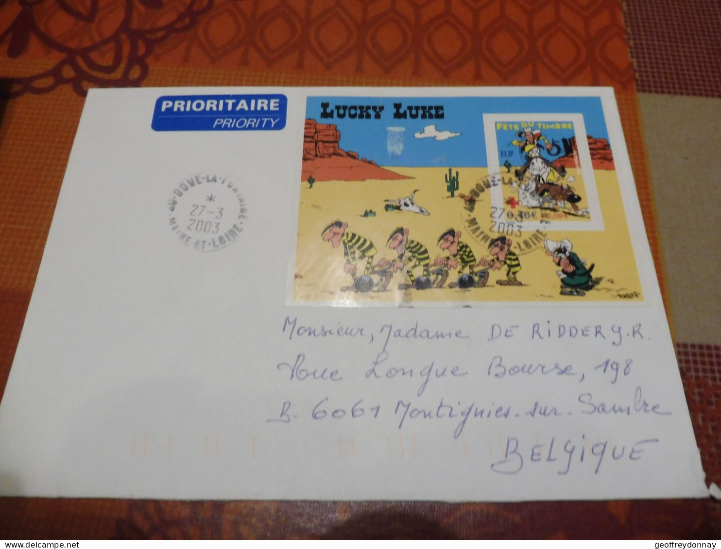 Belgique Belgie  Bd Lucky Luke Documents Oblitérée Gestemeplt Used Parfait  Perfect 2003 - Lettres & Documents