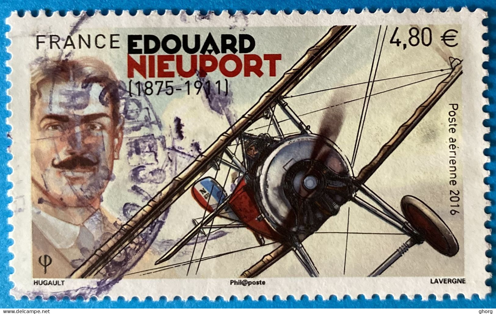 France 2016 : Edouard Nieuport, Sportif Et Industriel Français De L'aéronautique N° 80 Oblitéré - 1960-.... Matasellados