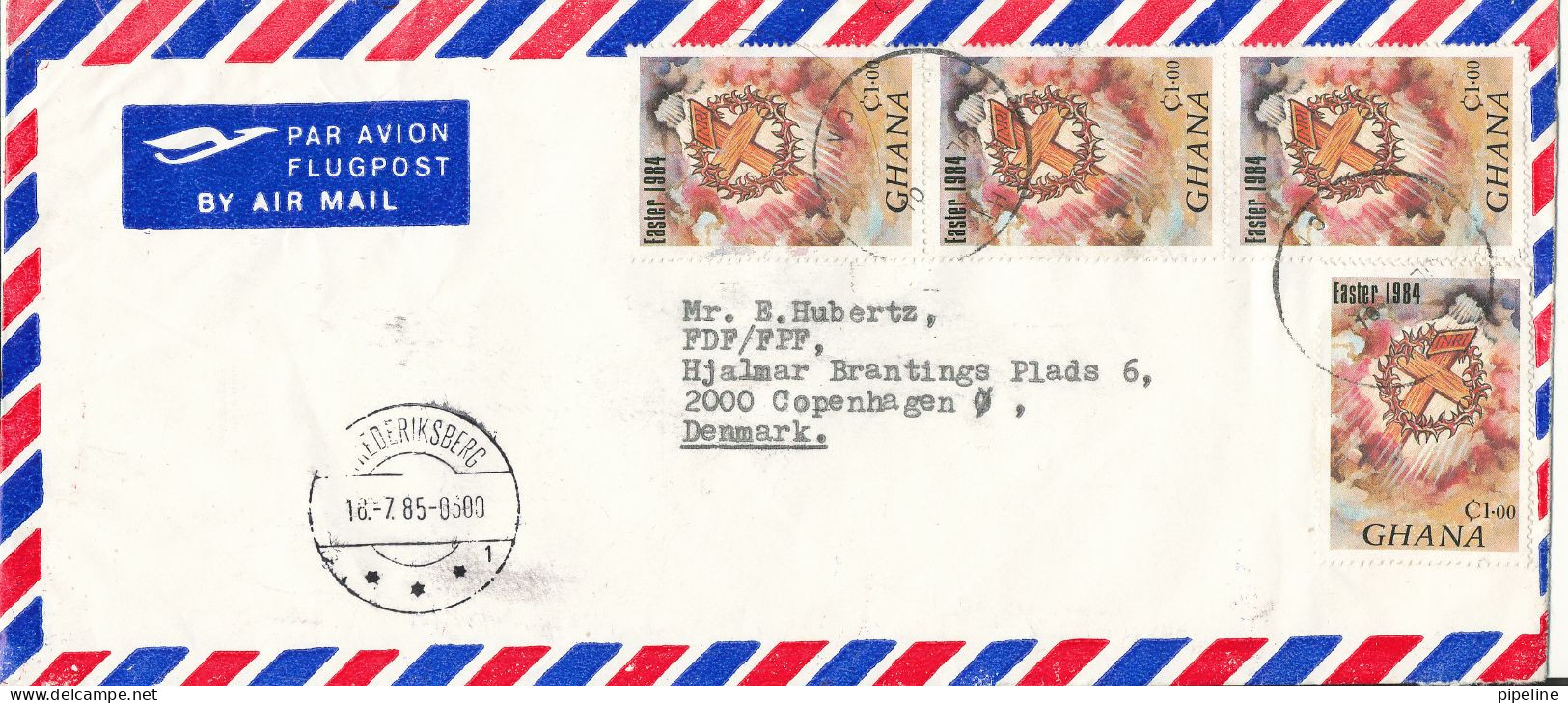 Ghana Air Mail Cover Sent To Denmark 1985 Topic Stamps - Ghana (1957-...)