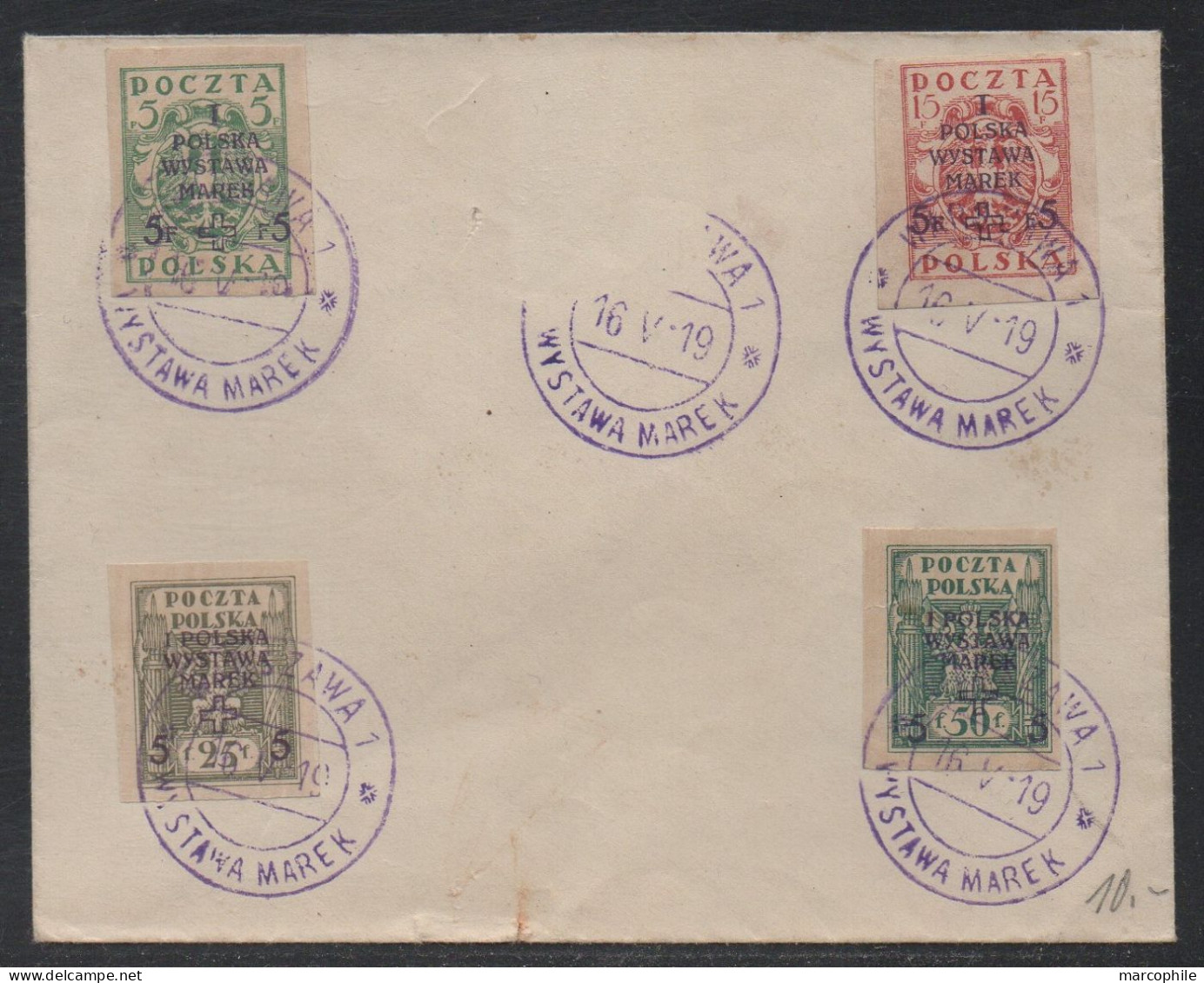 POLOGNE - POLSKA / 1919 WYSTAWA MAREK TIMBRES SURCHARGES SUR ENVELOPPE (ref 4878) - Briefe U. Dokumente