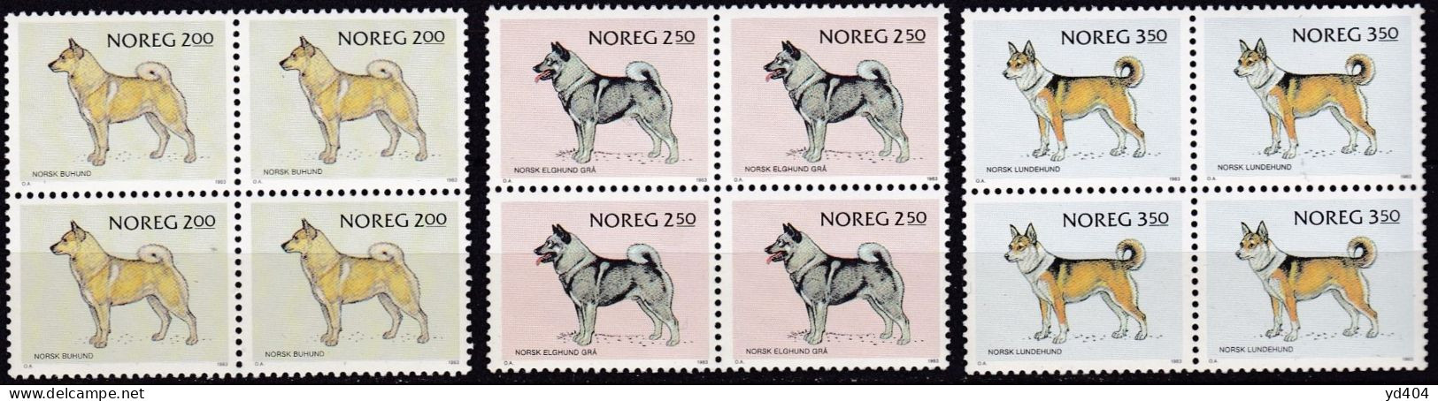 NO242AB - NORWAY 1983 – BLOCKS – NORWEGIAN DOGS - SG # 909/11(x4) MNH 20 € - Nuevos