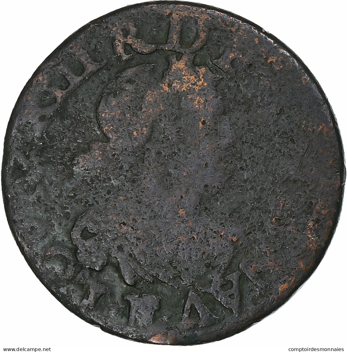 France, Louis XIII, Double Tournois, 1640, Atelier Incertain, Cuivre, B+ - 1610-1643 Luis XIII El Justo